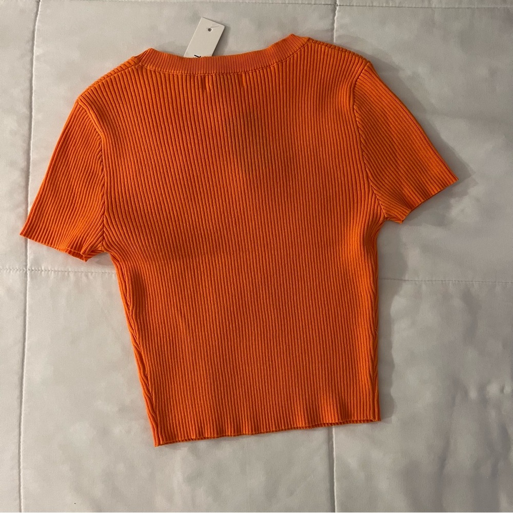 Orange Ribbed Crop Top - Picture 2 of 3